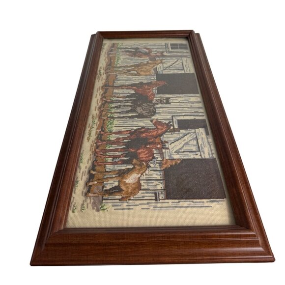 Competed Little Partners Cross Stitch Decorative Horse Art Framed VTG Wall Decor - Picture 3 of 15